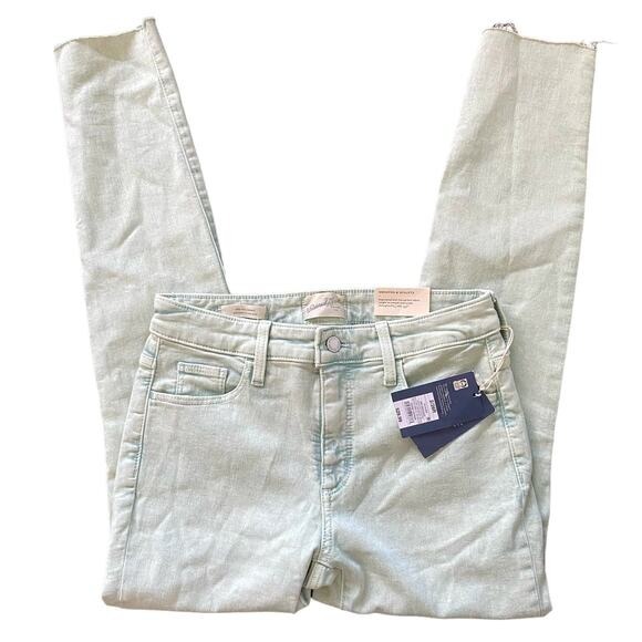 Universal Thread High-Rise Skinny Jeans Mint Green Acid Wash Raw Hem SZ 2X28" - Picture 13 of 15